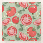 Abstract pattern with tomato glass coaster