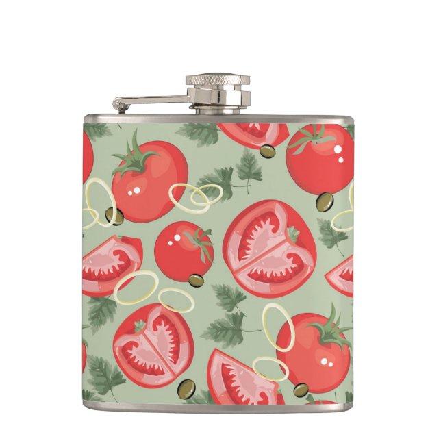 Abstract pattern with tomato hip flask (Front)
