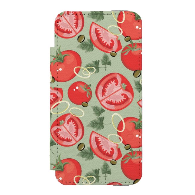 Abstract pattern with tomato incipio iPhone wallet case (Folio Front)