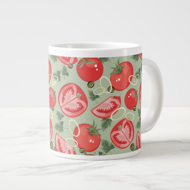 Abstract pattern with tomato large coffee mug (Front Right)