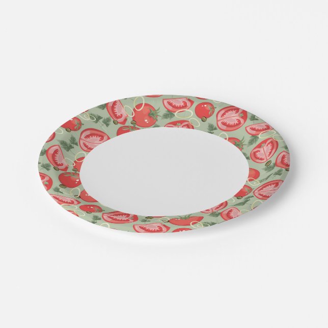 Abstract pattern with tomato paper plates (Angled)