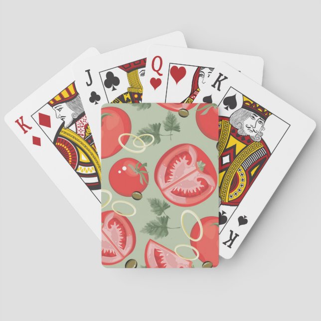 Abstract pattern with tomato poker cards (Back)