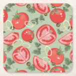 Abstract pattern with tomato square paper coaster