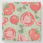 Abstract pattern with tomato stone coaster