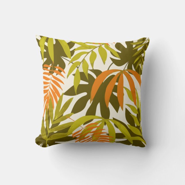 Abstract Pattern With Tropical Leaves Throw Pillow (Front)