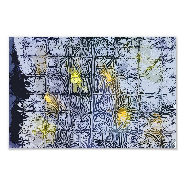 Abstract Pattern with Wax and Ink - Blue Yellow Photo Print (Front)