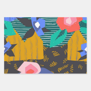 Abstract pattern wrapping paper sheets