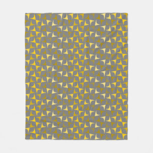 Abstract Pattern Yellow and Gray Fleece Blanket