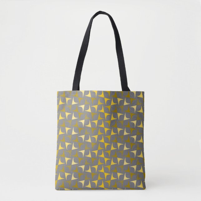 Abstract Pattern Yellow and Gray Tote Bag (Front)