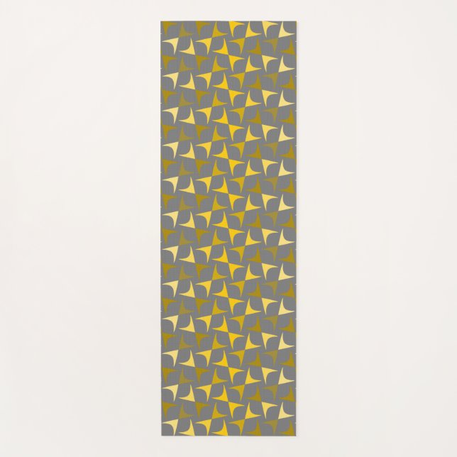 Abstract pattern yellow and gray yoga mat (Front)