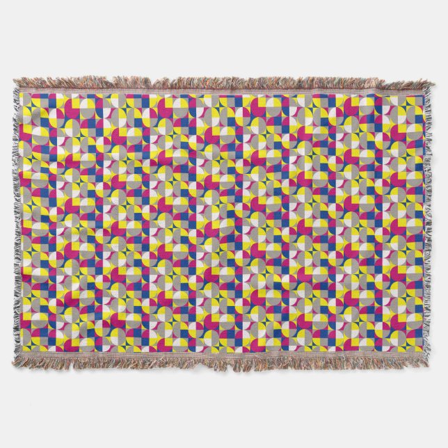 Abstract pattern yellow blue magenta  throw blanket (Front)
