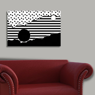 Abstract Patterned Black & White Torn  Poster