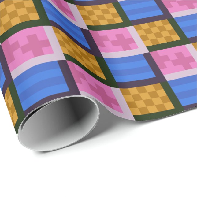 Abstract Patterned Boxes  Wrapping Paper (Roll Corner)