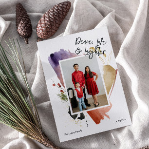 Abstract Peace & Love Custom Holiday Photo Card