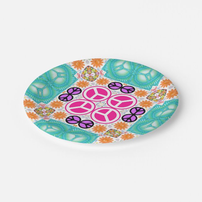 Abstract Peace Paper Plates (Angled)