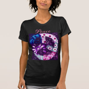 Abstract Peace Sign Hippie Art Pink Purple T-Shirt
