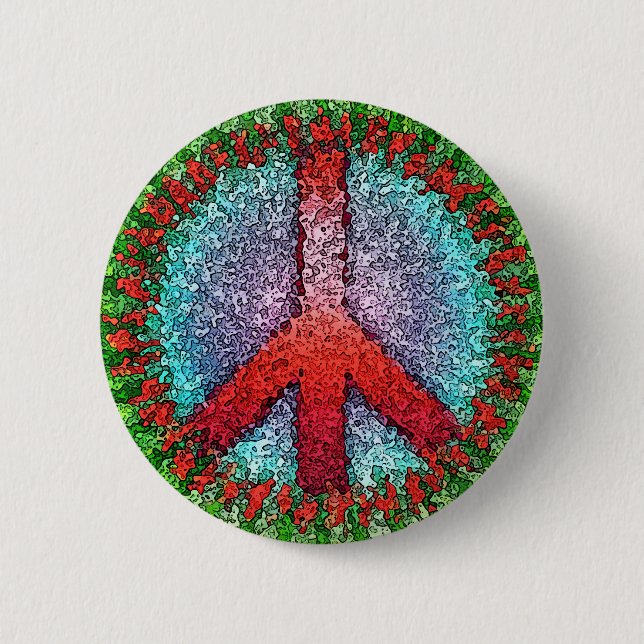 Abstract Peace Sign Pinback Button (Front)
