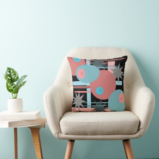 Abstract Peach and Blue Throw Pillow Zazzle