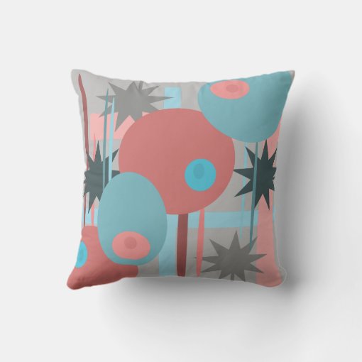 Abstract Peach and Blue Throw Pillow Zazzle