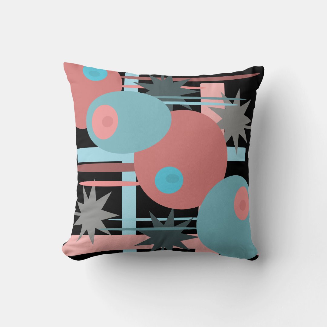 Abstract Peach and Blue Throw Pillow Zazzle
