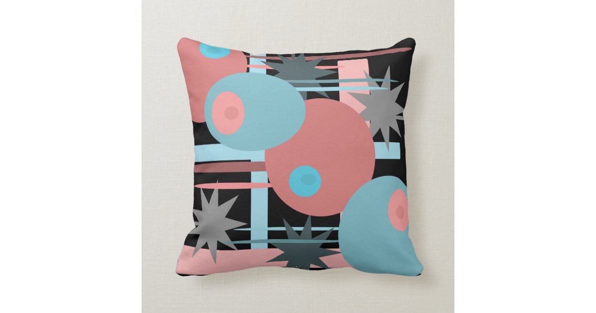 Abstract Peach and Blue Throw Pillow