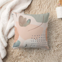 Abstract Peach and Earthy Tones Art Square Pillow