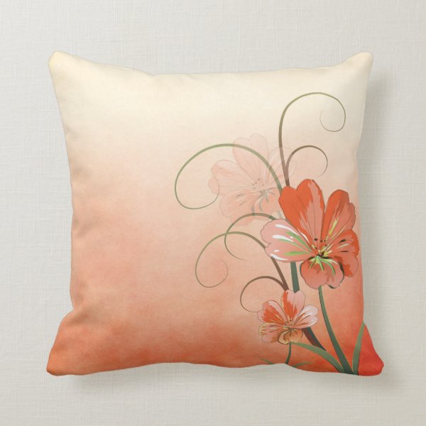 Peach Floral Decorative & Throw Pillows Zazzle