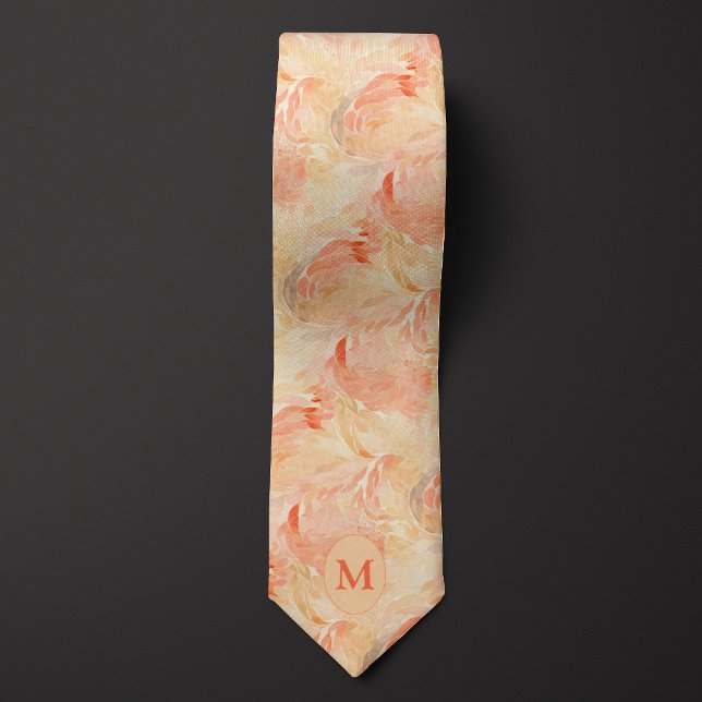 Abstract Peach and Sand Foliage Neck Tie (Creator Uploaded)