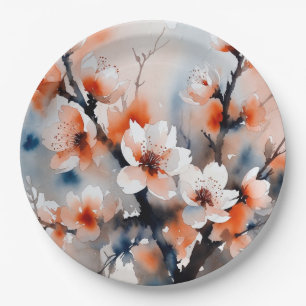 Abstract Peach Blossom Spring Paper Plates