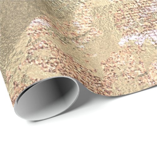 Abstract Peach Blush Paint Golden Metallic Strokes Wrapping Paper