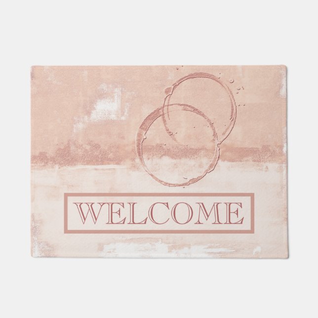 Abstract peach brick white Welcome Doormat (Front)
