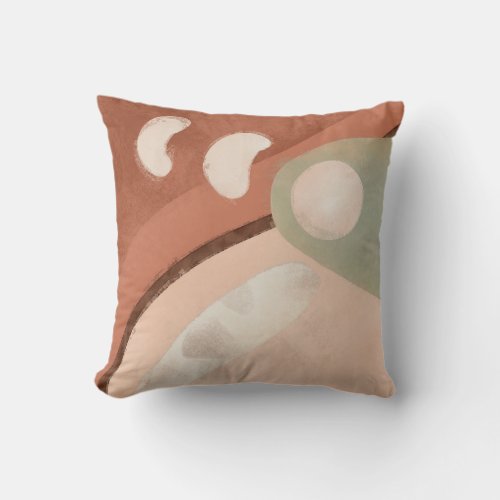 Abstract Peach Cinnamon Organic Rounded Modern Art Throw Pillow