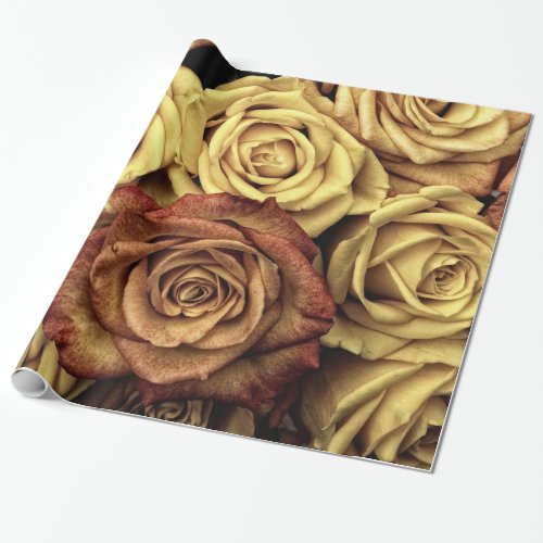 Abstract Peach Color Roses Garden Elegant Floral Wrapping Paper