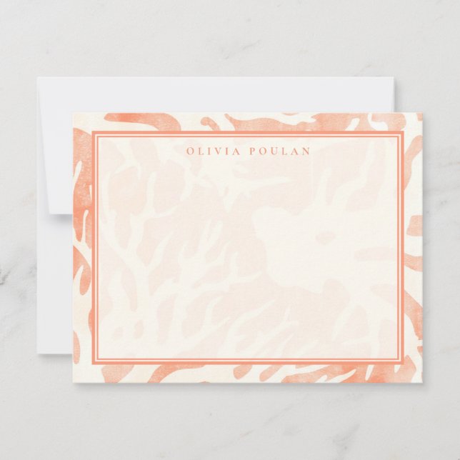 Abstract Peach Coral Note Card (Front)