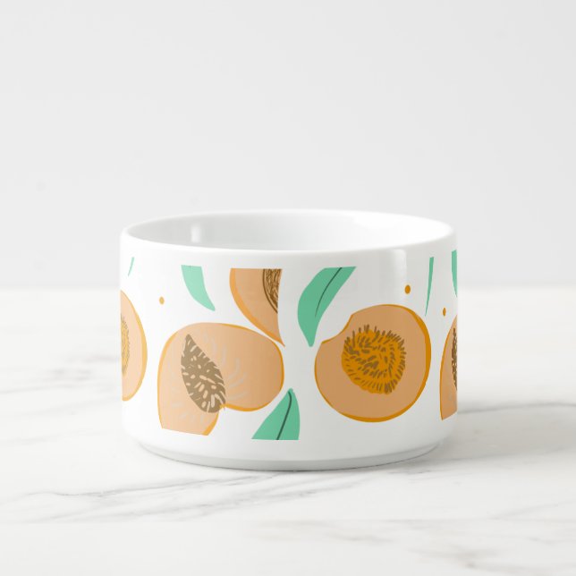 Abstract  Peach Fruit Slices Hand Drawn Pattern  Bowl (Center)