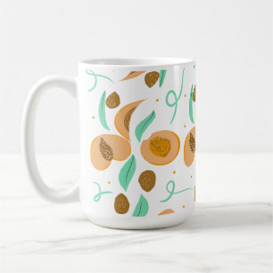 Abstract  Peach Fruit Slices Hand Drawn Pattern  Coffee Mug