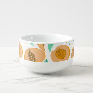 Abstract Peach Fruit Slices Hand Drawn Pattern Soup Mug
