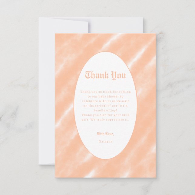 Abstract Peach Fuzz Watercolor Modern Minimalist  Thank You Card (Front)