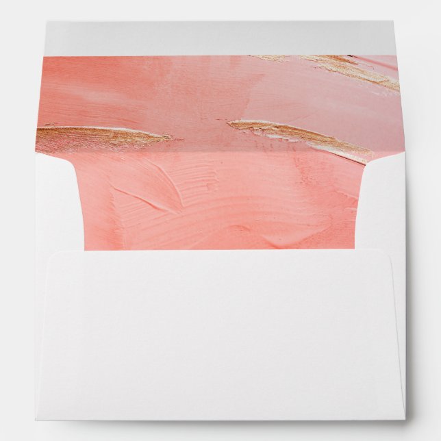 Abstract Peach Gold Modern Elegance Wedding Envelope (Back (Bottom))