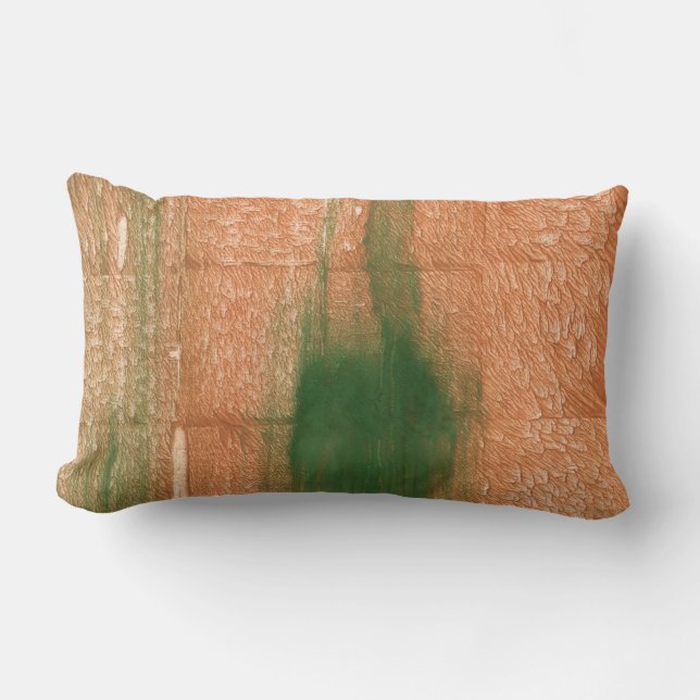 Abstract peach green art lumbar pillow (Front)