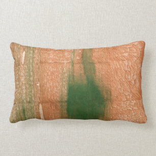Abstract peach green art lumbar pillow
