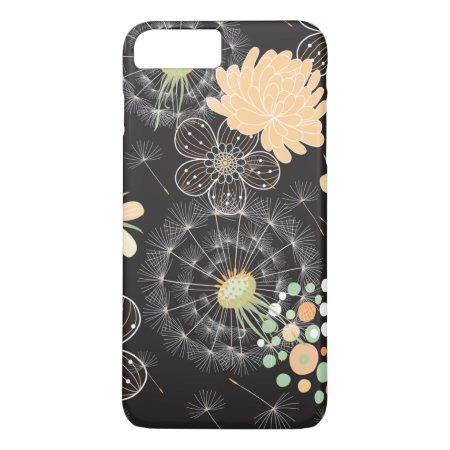 Abstract Peach, Light Green, White Flowers Iphone 8 Plus/7 Plus Case