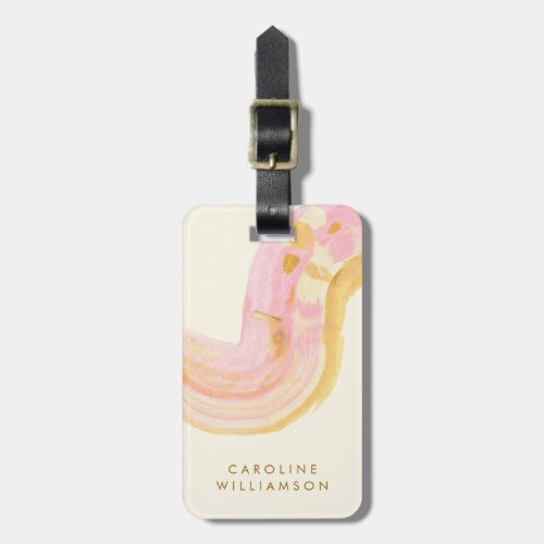 Abstract Peach Pink Paint Swirl Personalized  Luggage Tag