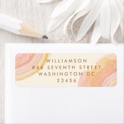 Abstract Peach Pink Paint Swirl Return Address Label