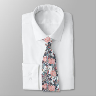 Abstract Peach Rose Design Neck Tie