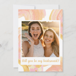 Abstract Peach Yellow Photo Bridesmaid Proposal  Invitation