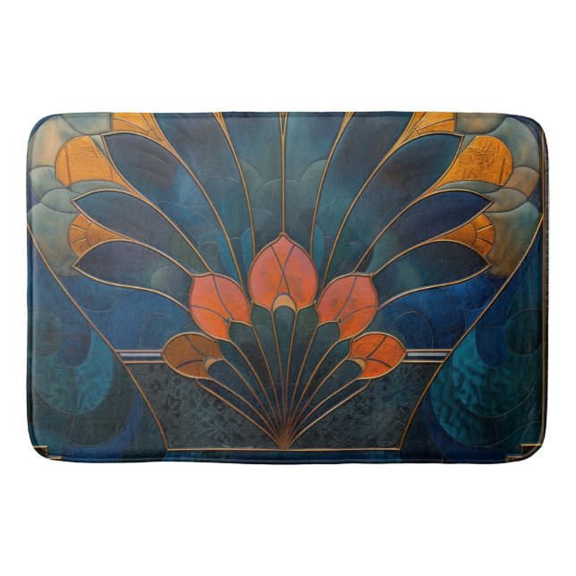 Abstract Peacock Art Deco Bath Mat (Front)