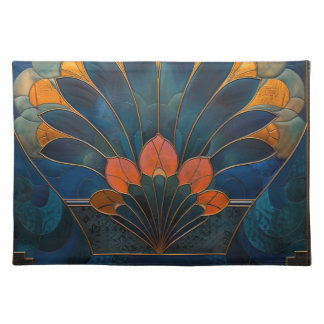 Abstract Peacock Art Deco Cloth Placemat