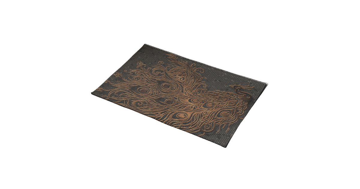 Abstract Peacock Bronze Cloth Placemat Zazzle