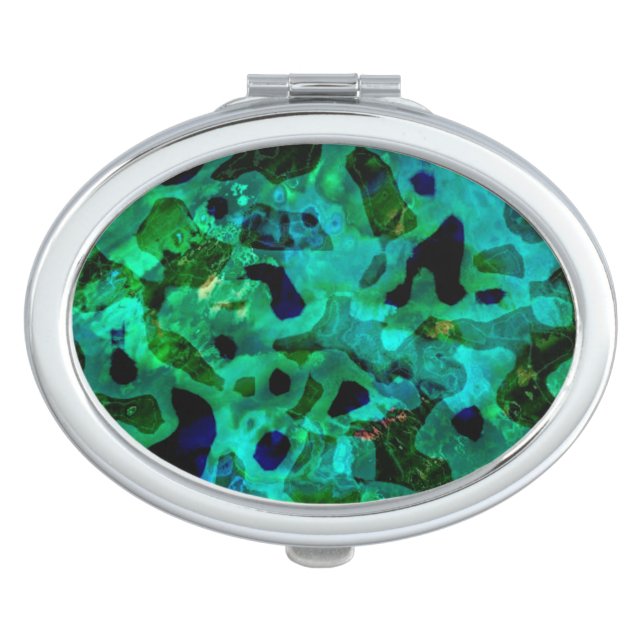 Abstract Peacock Color Design Compact Mirror (Front)